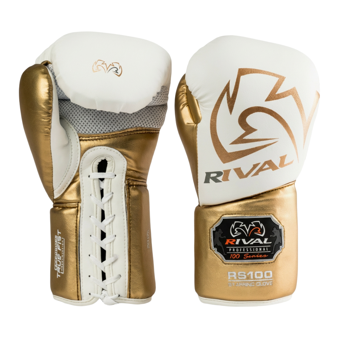 White & Gold Rival RS100 Professional Sparring Gloves