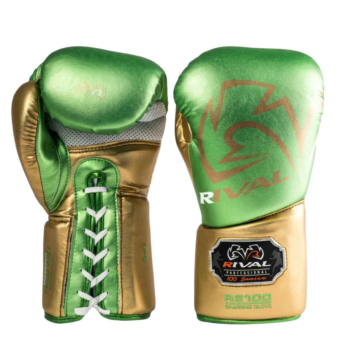 Green & Gold Rival RS100 Professional Sparring Gloves